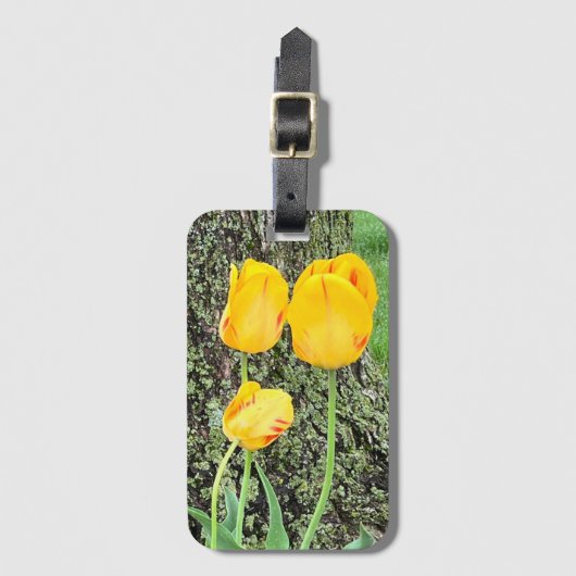 Drie gele tulpen / bagagelabel (Voorkant (verticaal))