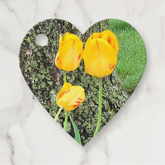 Drie gele tulpen / bedankjes labels (Voorkant)