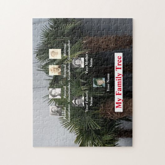 Drie generatieoverzicht van de familie met palmbom legpuzzel (Verticaal)