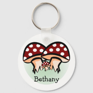 Drie gepersonaliseerde paddestoelen sleutelhanger