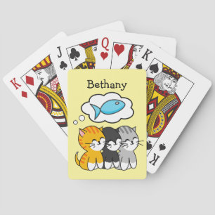 Drie Gepersonaliseerde Poesjes  Pokerkaarten