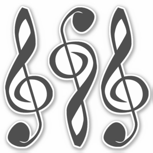 Drie gestileerde Treble Clefs Sticker (Voorkant)