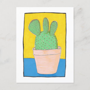 Drie gestreepte cactus, rode pieken, kunst briefkaart