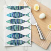 Drie gestreepte vissen theedoek (Quarter Fold)