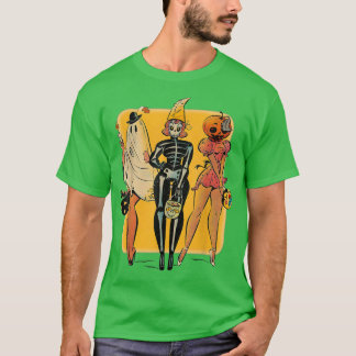 Drie Ghouls Ghost Skeleton Pumpkin Spooky T-shirt