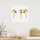 Drie Giraffe Cartoon. Poster (Keuken)