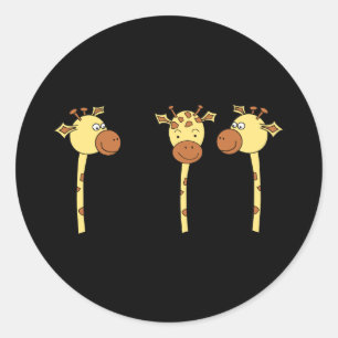 Drie Giraffe Cartoon. Ronde Sticker