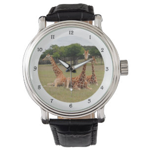 Drie Giraffe op Fossil Rim Horloge