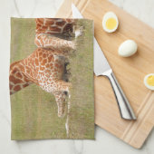 Drie Giraffe op Fossil Rim Theedoek (Quarter Fold)