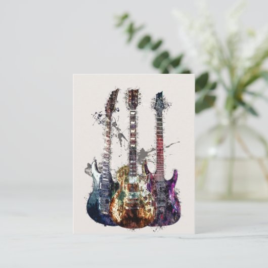 Drie gitaren briefkaart (Staand voorkant)