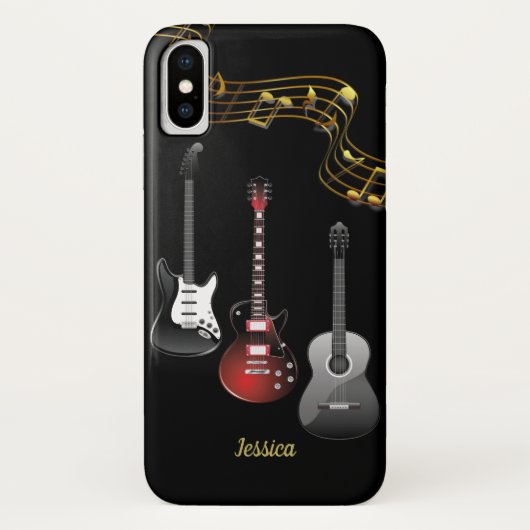 Drie gitaren en Muzieknoten, Naam Case-Mate iPhone Case (Achterkant)