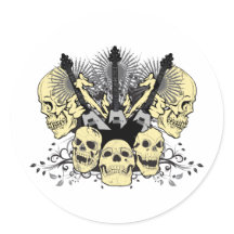 Drie gitaren met Skulls