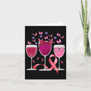 Drie GL Wijn Borstkanker Bewustzijn Roze Lint Kaart