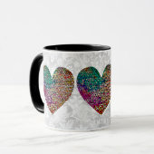 Drie Glazen in lood Stijl Harten op Mok (Voorkant links)