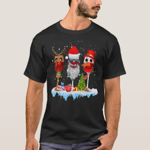 Drie glazen kerstkerstmanwijn t-shirt
