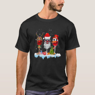 Drie glazen kerstlampjes voor de kerstman X T-shirt