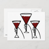 Drie glazen wijn in de Cartoon Hands Briefkaart (Voorkant / Achterkant)