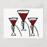 Drie glazen wijn in de Cartoon Hands