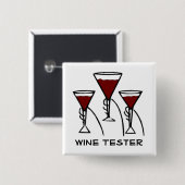 Drie glazen wijn in de Cartoon Hands Vierkante Button 5,1 Cm (Voorkant /achterkant)