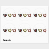 Drie glazen wijn op maat ronde sticker (Vel)