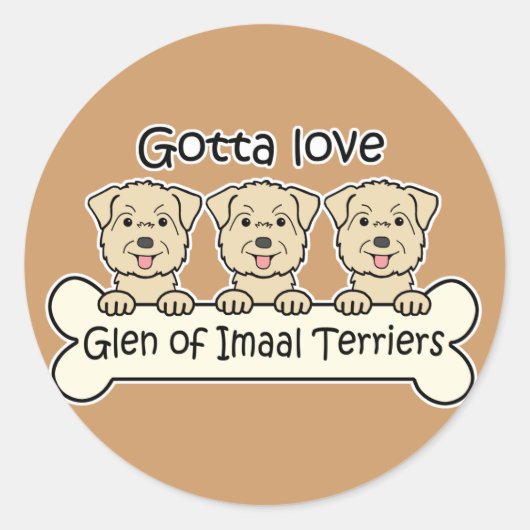 Drie Glen van Imaal Terriers Ronde Sticker (Voorkant)