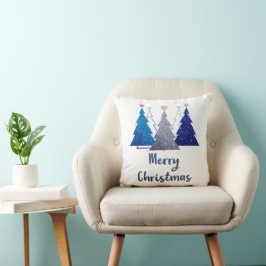 Drie glitter kerstboom met ster-groet kussen