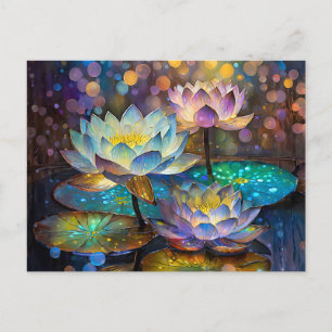 Drie gloeiende lotusbloemen briefkaart