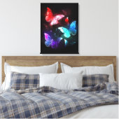 Drie gloeiende vlinders op nachtrust canvas afdruk (Insitu (Slaapkamer))