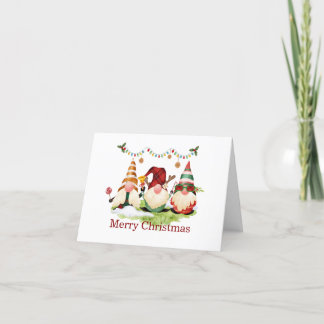 Drie Gnome Kerst Elven Feestdagen Kaart