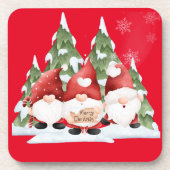 Drie Gnome Kerst Hard Plastic Onderzetter (Voorkant)