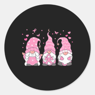 Drie Gnome Pink Ribbon Breast Cancer Awar Ronde Sticker
