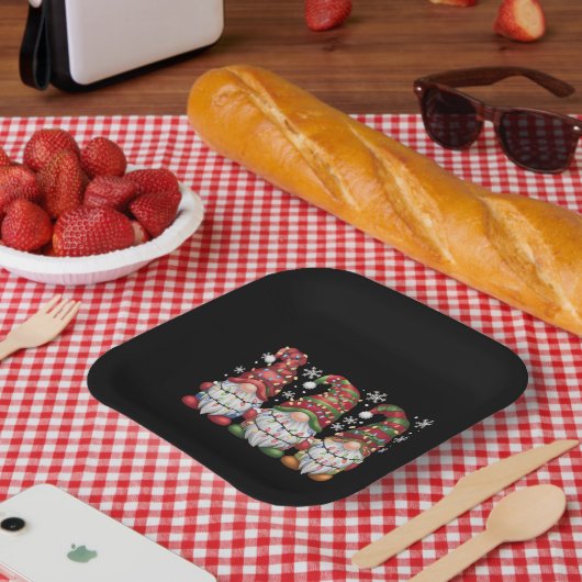 Drie Gnomen Buffalo Pset Red Kerstmis Papieren Bordje (Picknick)