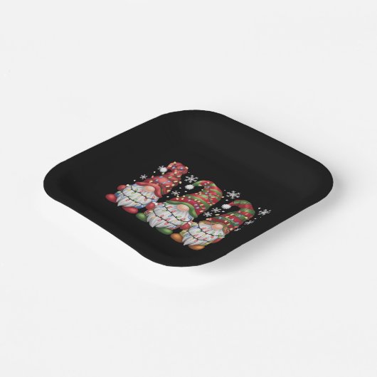 Drie Gnomen Buffalo Pset Red Kerstmis Papieren Bordje (Gebogen)