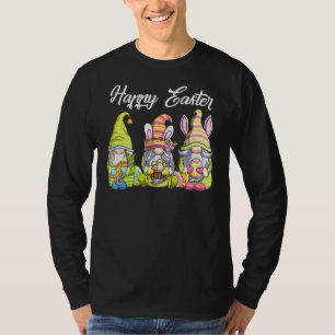 Drie gnomen die paaseieren houden die Bunny Happy T-shirt