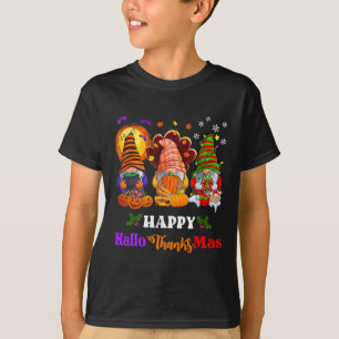 Drie Gnomen Halloween Merry KerstHappy Hallo T-shirt