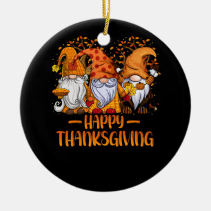 Drie Gnomen Happy Thanksgiving Herfst Pumpki Keramisch Ornament
