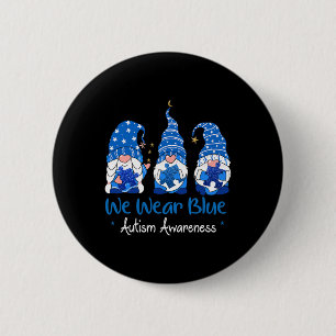 Drie Gnomen Holding Blue Puzzle Autism Awareness Ronde Button 5,7 Cm