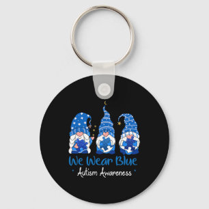 Drie Gnomen Holding Blue Puzzle Autism Awareness Sleutelhanger