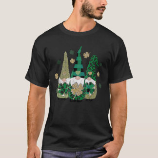 Drie gnomen Holding Shamrock Leopard Pset St Pat T-shirt
