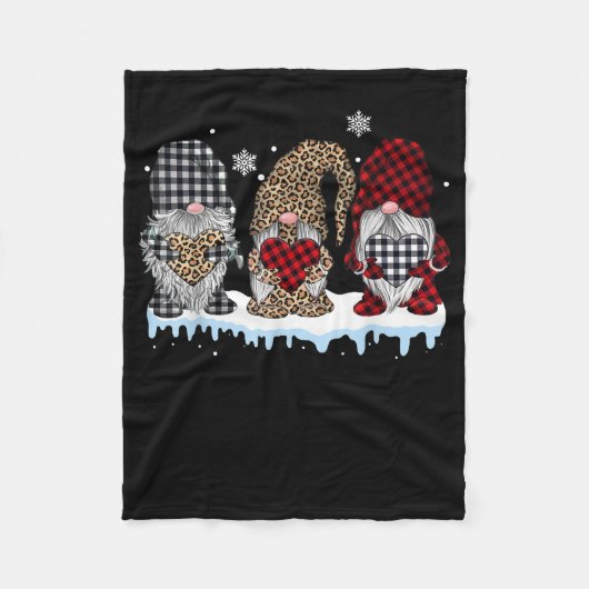 Drie gnomen in Leopard Buffalo met kerstmis Fleece Deken (Voorkant)