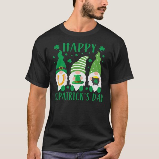 Drie Gnomen Lucky Shamrock St Patrick's Day Irish T-shirt (Voorkant)