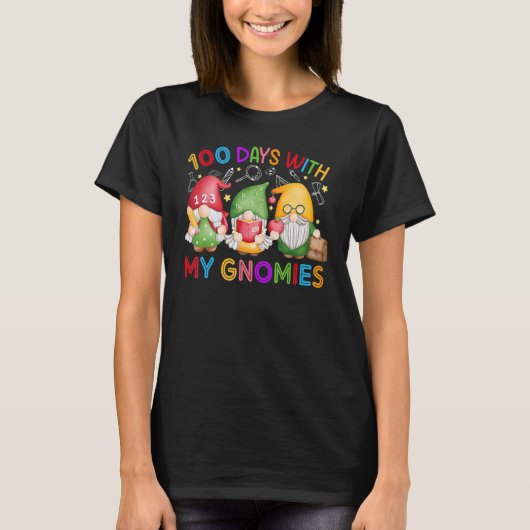 Drie Gnomen virtuele Happy 100e dag van het school T-shirt (Voorkant)