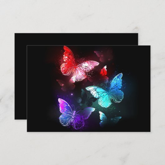 Drie golvende Butterflies op nachtachtergrond Advieskaart (Voorkant / Achterkant)