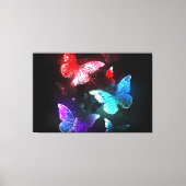 Drie golvende Butterflies op nachtachtergrond Canvas Afdruk (Voorkant)