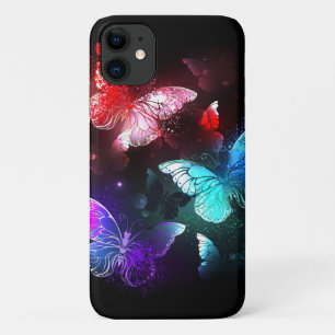 Drie golvende Butterflies op nachtachtergrond iPhone 11 Hoesje