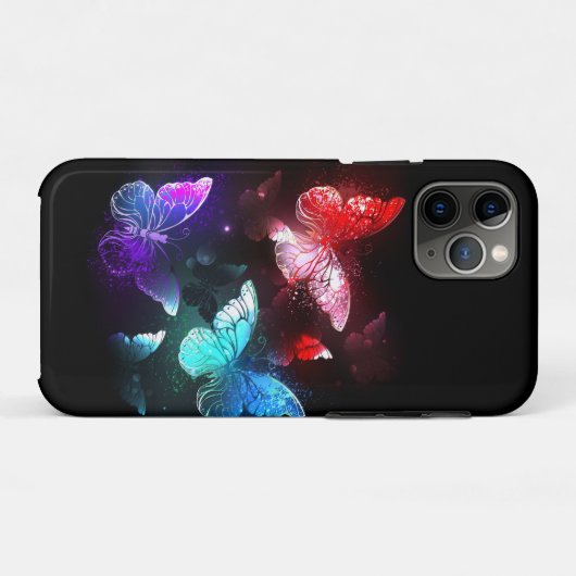 Drie golvende Butterflies op nachtachtergrond Case-Mate iPhone Case (Achterkant (horizontaal))