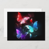 Drie golvende Butterflies op nachtachtergrond Feestdagenkaart (Voorkant / Achterkant)