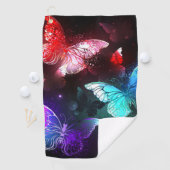 Drie golvende Butterflies op nachtachtergrond Golfhanddoek (Insitu)