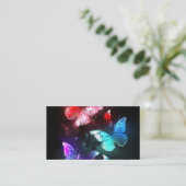 Drie golvende Butterflies op nachtachtergrond Informatiekaartje (Staand voorkant)