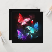 Drie golvende Butterflies op nachtachtergrond Kaart (Voorkant / Achterkant in situ)